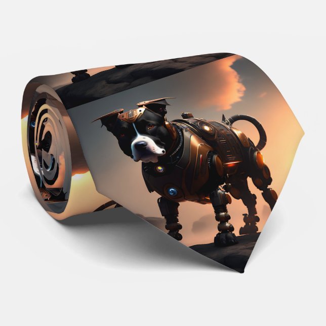 Corbata Robot Staffordshire Bull Terrier, Neck Tie (Enrollado)