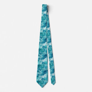 Corbata Rocío de Mar Acuarela Turquesa Tropical y Aguamari