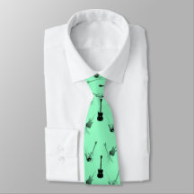 Rock Guitars Black Green Tie 5