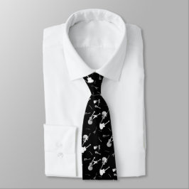 Corbata Rock Guitars Black White Tie 1