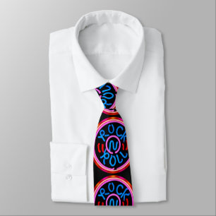 Corbata Rock n Roll Música Neon Rótulo look Necktie