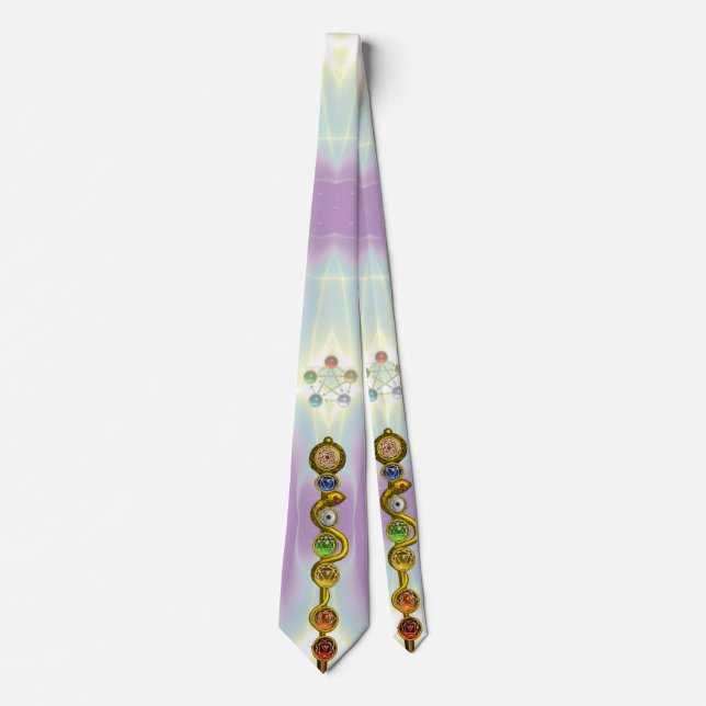 CORBATA ROD DE ASCLEPIUS 7 CHAKRAS,YOGA ,ENERGÍA ESPIRITUA (Anverso)