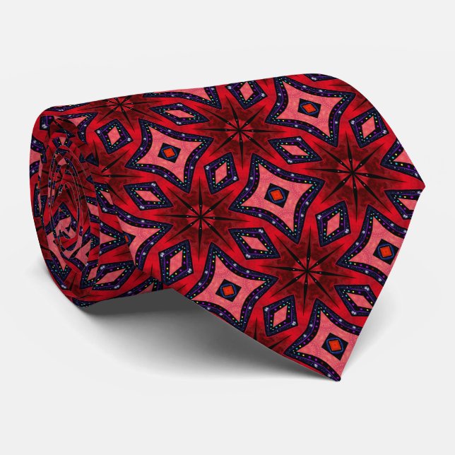 Corbata Roja Abstracta de Flor de Nochebuena (Enrollado)