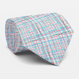 Corbata Rojo, Amarillo, Aqua Squiggly Lines Plasteado