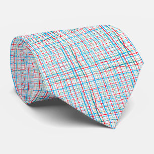 Corbata Rojo, Amarillo, Aqua Squiggly Lines Plasteado
