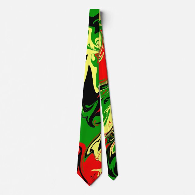 Corbata Rojo, amarillo, negro y verde Swirls (Anverso)