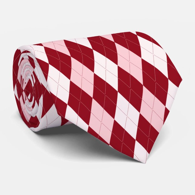 Corbata Rojo Argyle Crimson Forma de Diamante Pequeño Rosa (Enrollado)