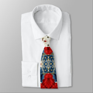 Corbata Rojo Azul Blanco Floral Patriótico (2)