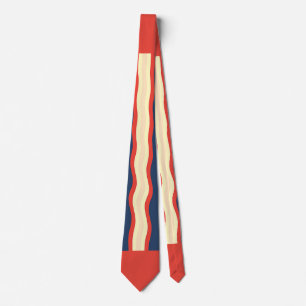 Corbata Rojo Azul Crema Ondas Verticales Rojo