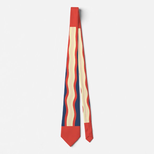 Corbata Rojo Azul Crema Ondas Verticales Rojo   (Anverso)