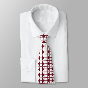 Corbata Rojo Blanco Geométrico