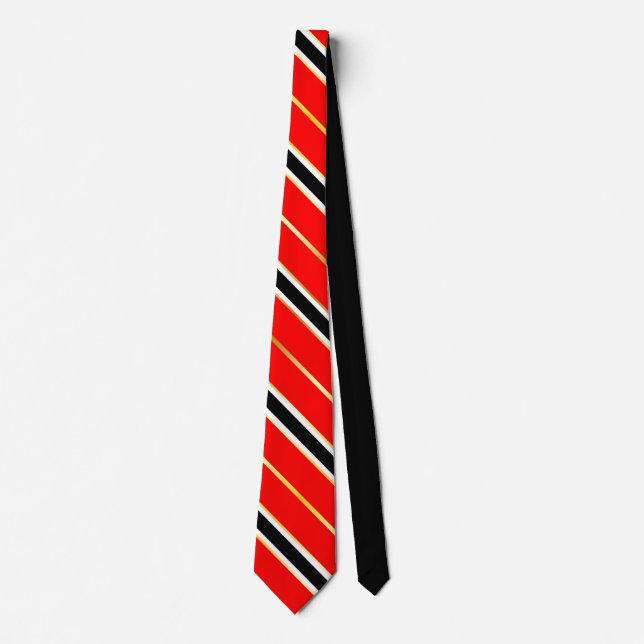 Corbata Rojo Blanco Negro y Dorado a Rayas (Anverso)