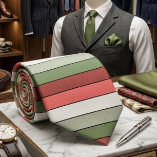 Corbata Rojo Blanco Verde de Navidad en Papel Texturizado
