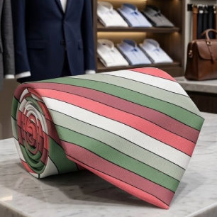 Corbata Rojo Blanco Verde de Navidad en Papel Texturizado