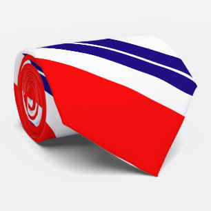 Corbata Rojo Blanco y Rayado Azul