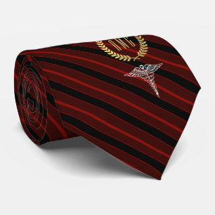 Corbata Rojo con monograma profesional médico