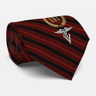 Corbata Rojo con monograma profesional veterinario