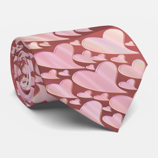 Corbata rojo, corazones rosados, amor, regalo, corazón, am (Enrollado)