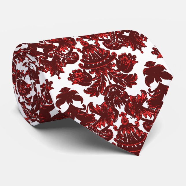 Corbata Rojo de damasco clásico (Enrollado)
