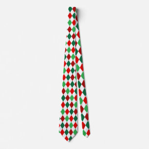 Corbata Rojo de Navidad, Verde Blanco Patrón de Diamante A