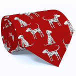 Corbata Rojo de perro de Dalmacia<br><div class="desc">Un patrón de perro dálmata manchado con un fondo rojo. Arte original de Nic Squirrell. Perfecto para amantes de los animales y veterinarios.</div>