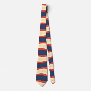 Corbata Rojo Dk Azul Crema Ondulado