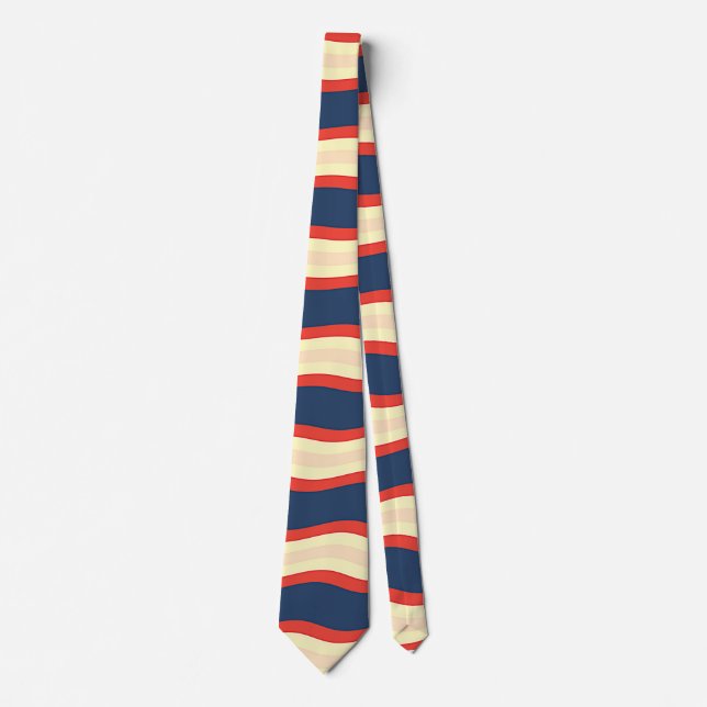 Corbata Rojo Dk Azul Crema Ondulado   (Anverso)