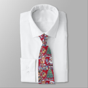 Corbata Rojo Festivo Patrón Lindo Navidad Santa Claus