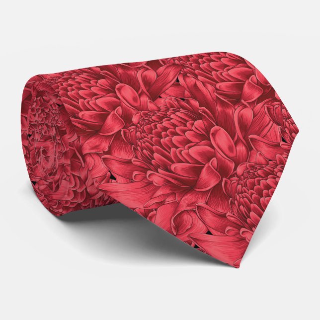 Corbata Rojo floral tropical (Enrollado)