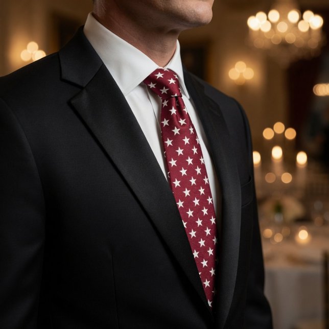 Corbata Rojo Intenso y Blanco Crujiente Pequeño Patrón de  (Subido por el creador)