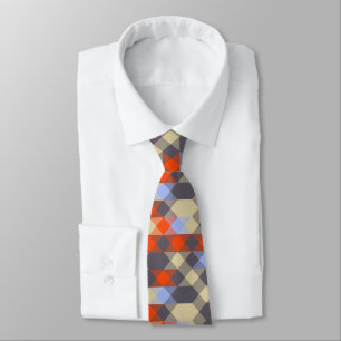 Corbata rojo naranja púrpura azul y amarillo geométrico