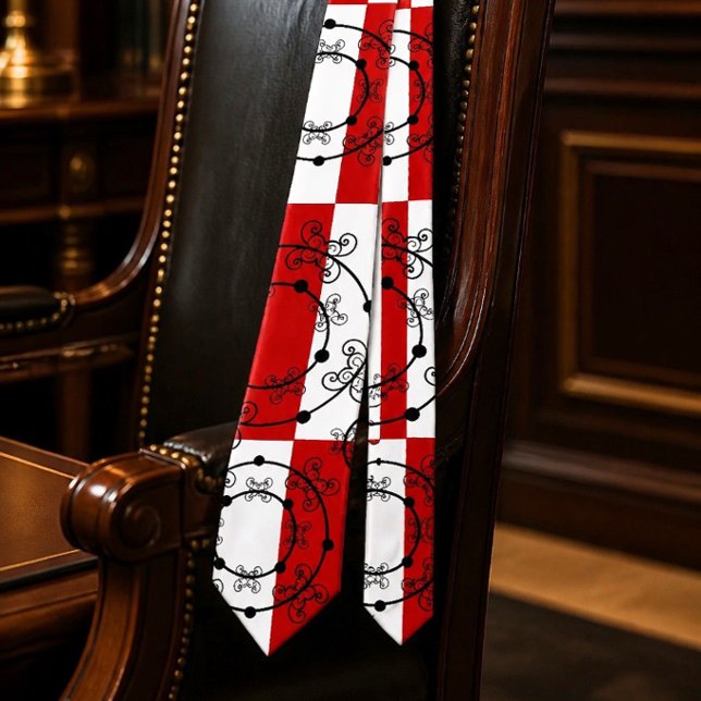 Corbata Rojo, negro y blanco | Círculos Concéntricos Tiemp (Subido por el creador)