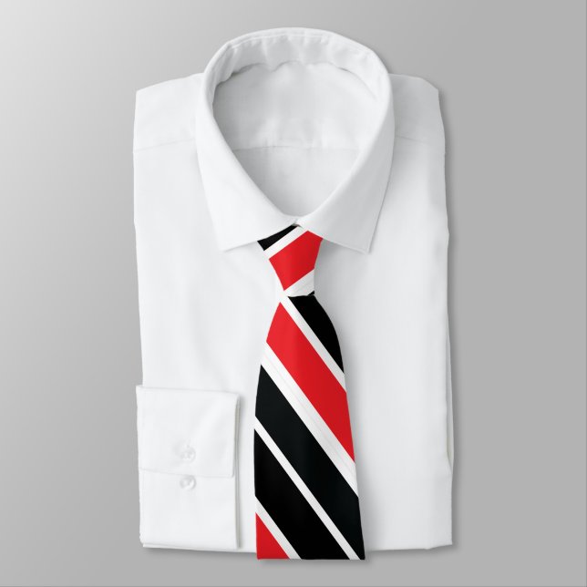 Corbata Rojo negro y blanco doble rayado (Atado)