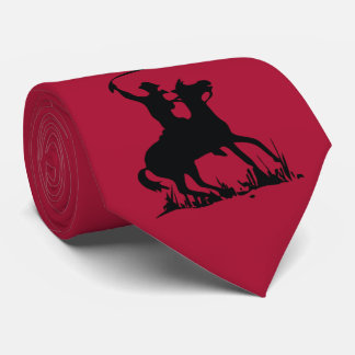Corbata Rojo occidental con Cowboy negro en caballo con Wh