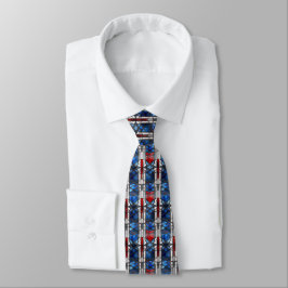 Corbata Rojo Patriótico Azul Vidrio Emplomado