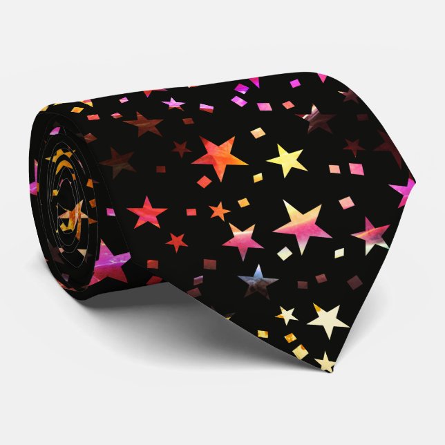 Corbata Rojo Profesional Yellow Gold Stars Black (Enrollado)