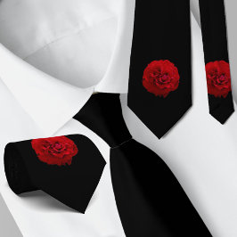Corbata Rojo Rose Floral Classic Black