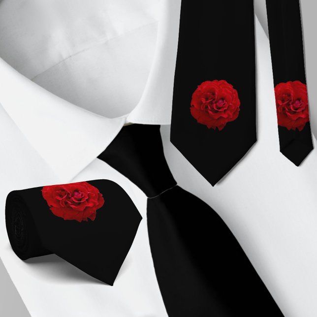 Corbata Rojo Rose Floral Classic Black (Subido por el creador)