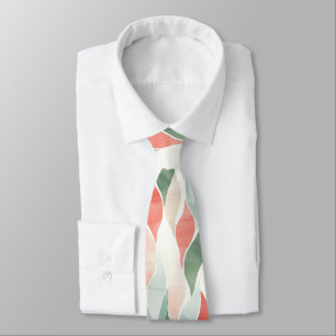 Corbata Rojo Verde Crema Menta Blanco Abstracto