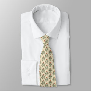 Corbata Rojo Verde Elegante Damask Vintage Deteriorado