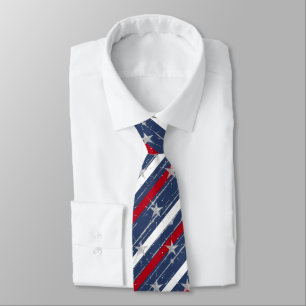 Corbata Rojo y Blanco a Rayas Estrellado del 4 de Julio 