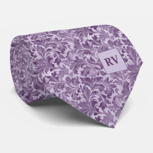 Corbata Rollo Floral Ornamentado Púrpura Lavanda