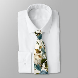 Corbata Romantic Vintage Roses White Blue 
