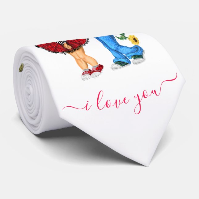 Corbata Romántica Pareja de Cuello de Tiro - Te Amo (Enrollado)