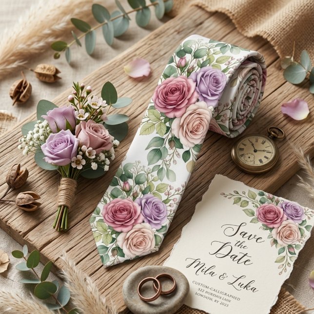 Corbata Romántica Rosa Floral Pastel Acuarela  (Subido por el creador)