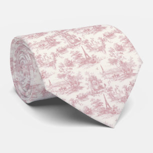 Corbata Romántico patrón de toile francés de color rosa ca