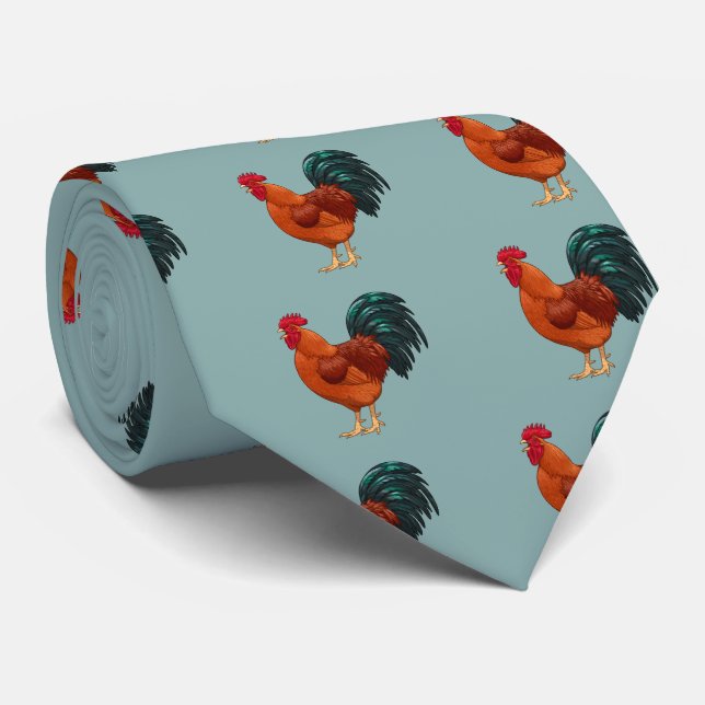 Corbata Rooster Rojo de Rhode Island (Enrollado)
