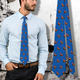Corbata Roosters Pattern Chicken Farmers Neck Tie