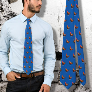 Corbata Roosters Pattern Chicken Farmers Neck Tie
