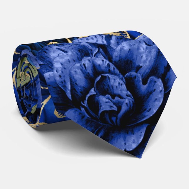 Corbata Rosa azul hoja verde follaje floral botánica (Enrollado)